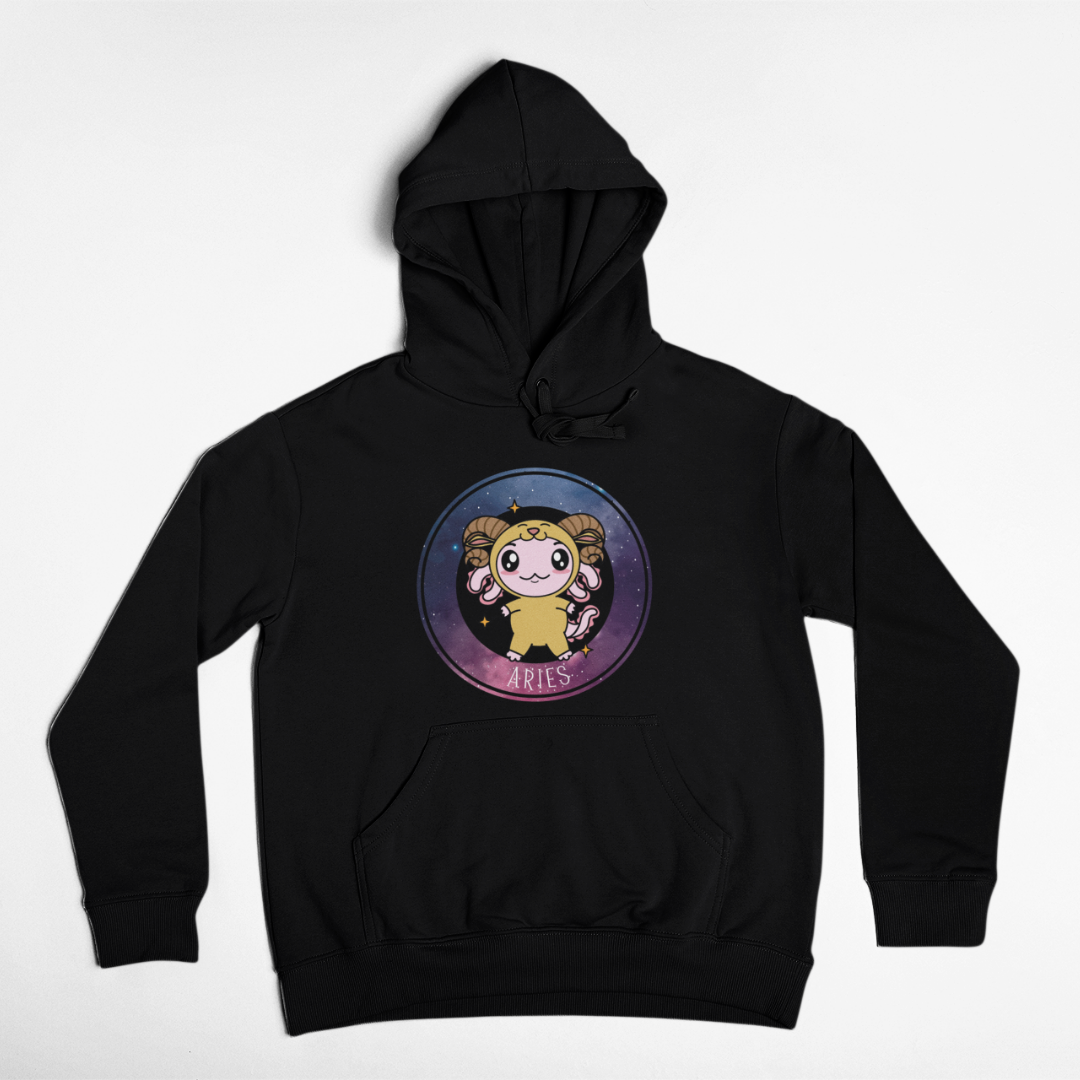 Hoodie Axolotzin Horóscopos Galaxy Aries Ajolote Unisex