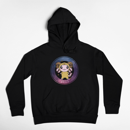 Hoodie Axolotzin Horóscopos Galaxy Aries Ajolote Unisex