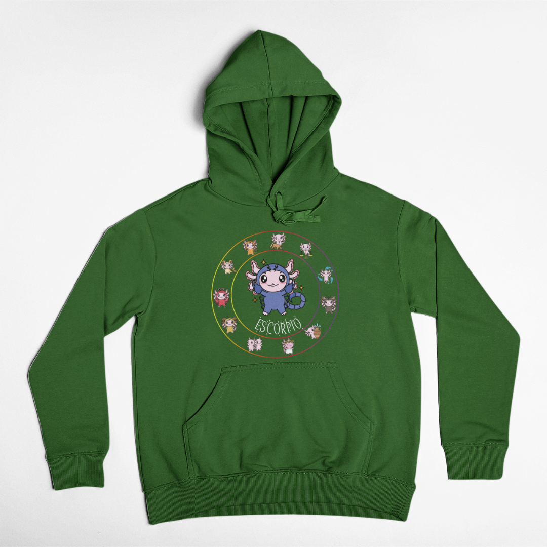 Hoodie Horóscopos Escorpio Axolotzin Ajolote Unisex