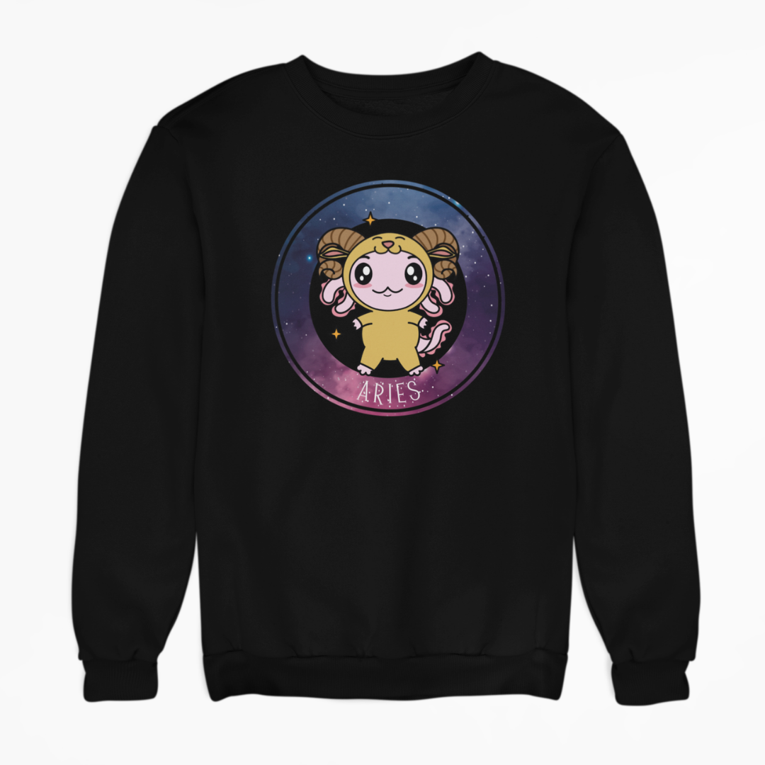 Sudadera Axolotzin Horóscopos Galaxy Aries Ajolote Unisex