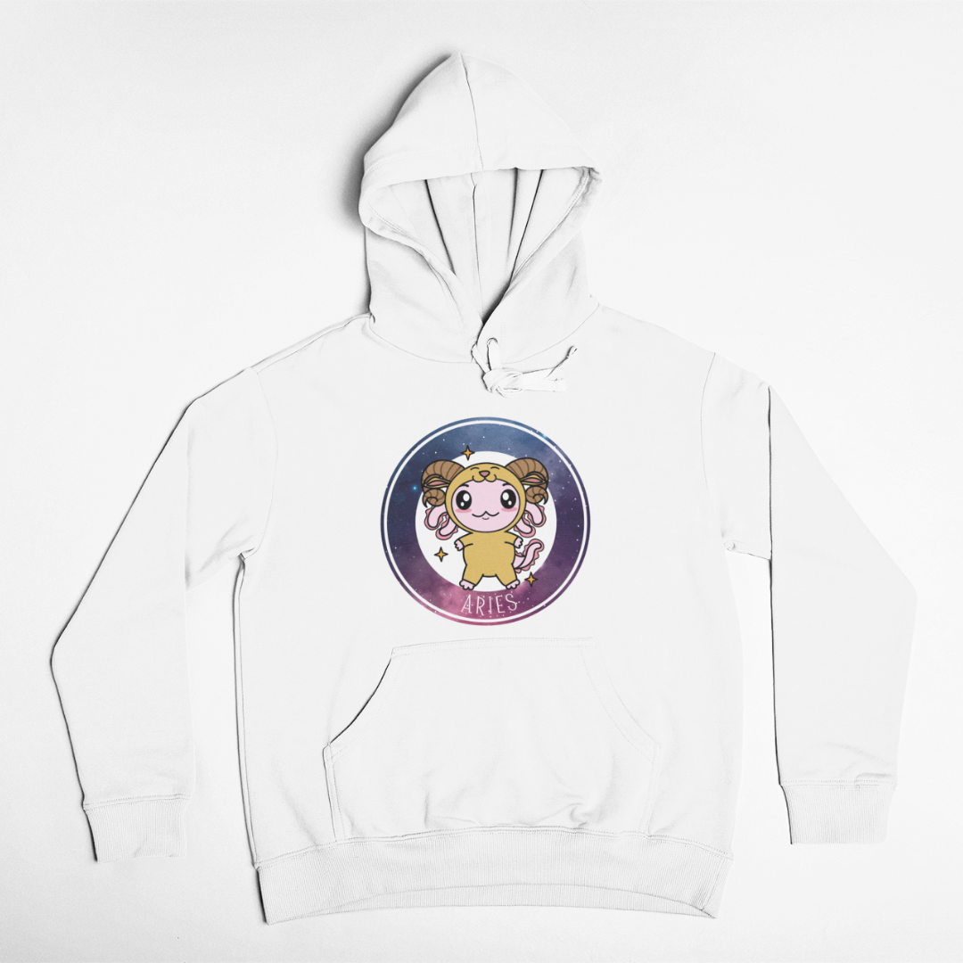 Hoodie Axolotzin Horóscopos Galaxy Aries Ajolote Unisex