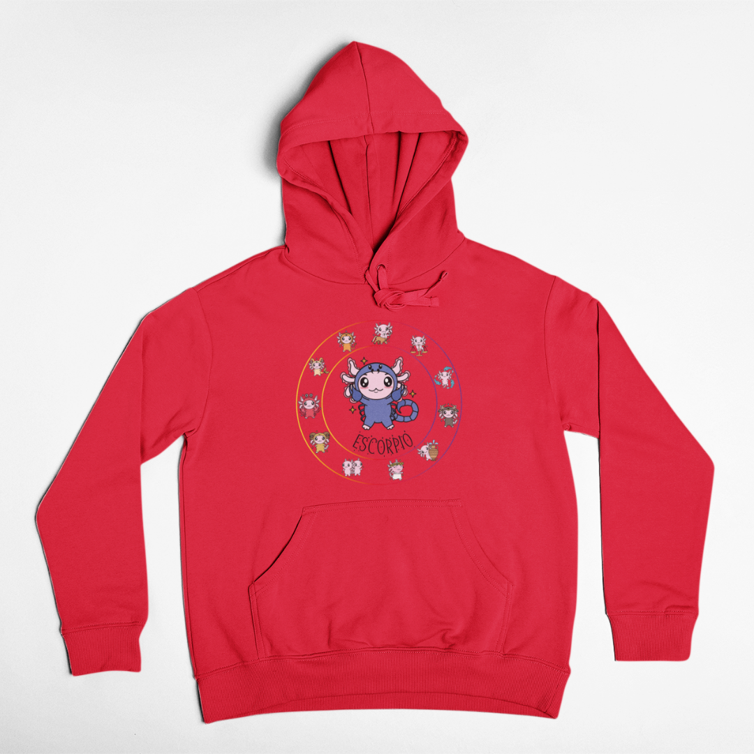 Hoodie Horóscopos Escorpio Axolotzin Ajolote Unisex