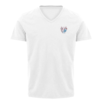 Playera Cuello V Axolotzin Botella Agua Ajolote