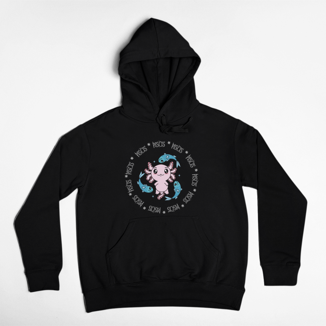 Hoodie Axolotzin Horóscopos Aro Piscis Ajolote Unisex