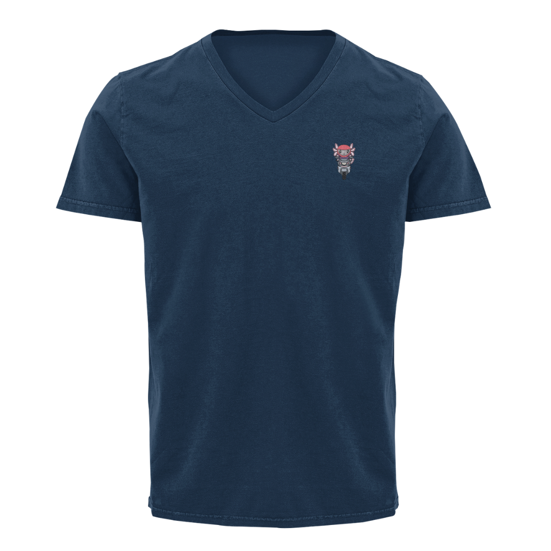 Playera Cuello V Axolotzin Motoneta Ajolote