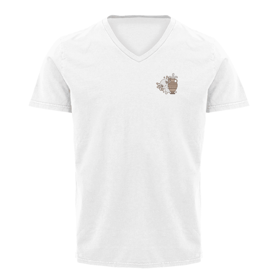Playera Cuello V Horoscopos Acuario Axolotzin Ajolote Adulto