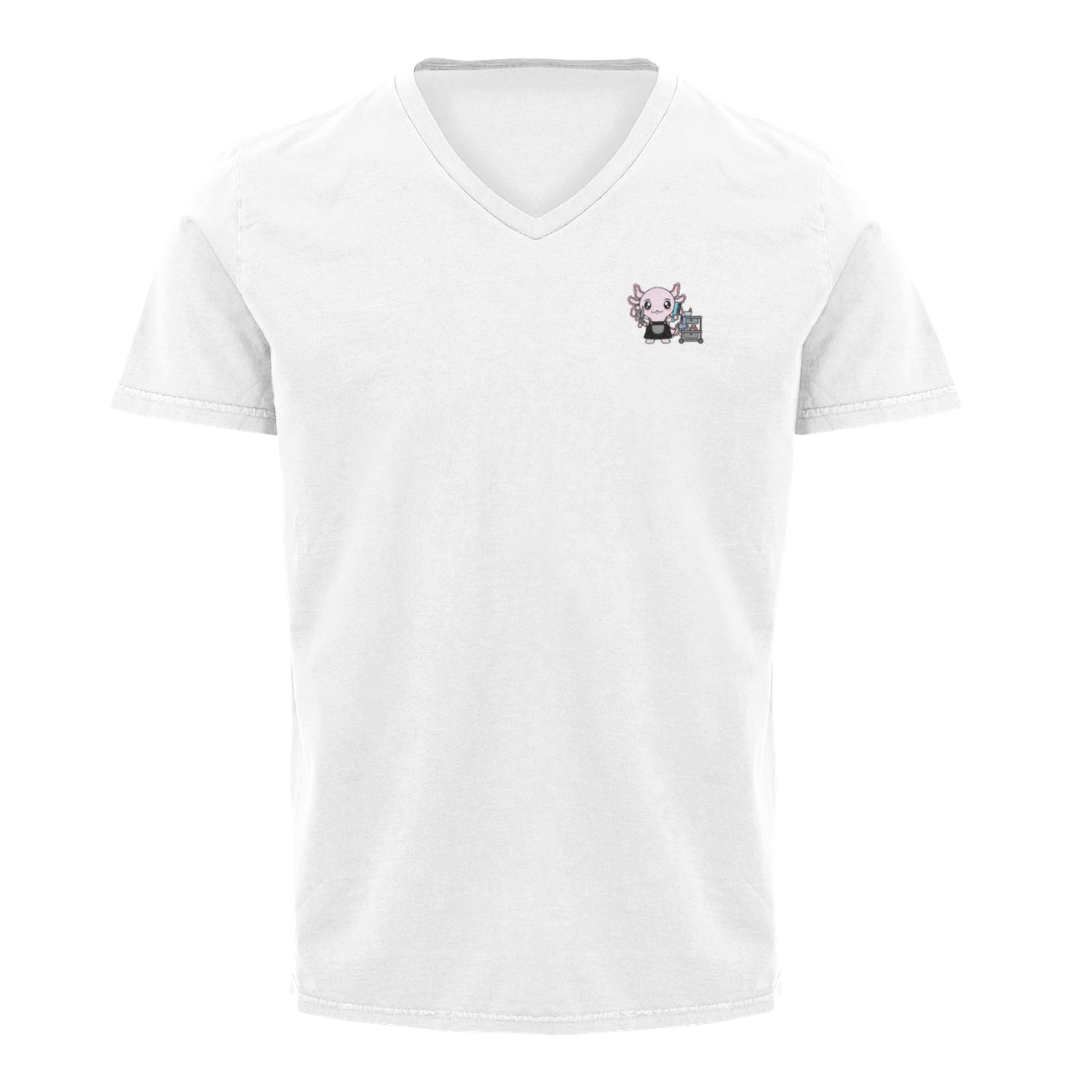 Playera Cuello V Axolotzin Barbero Ajolote Adulto