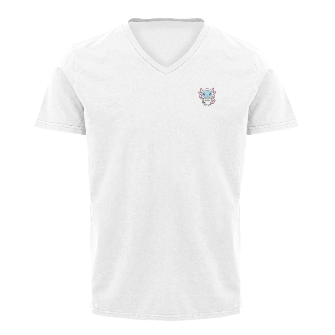 Playera Cuello V Axolotzin Astronauta Ajolote