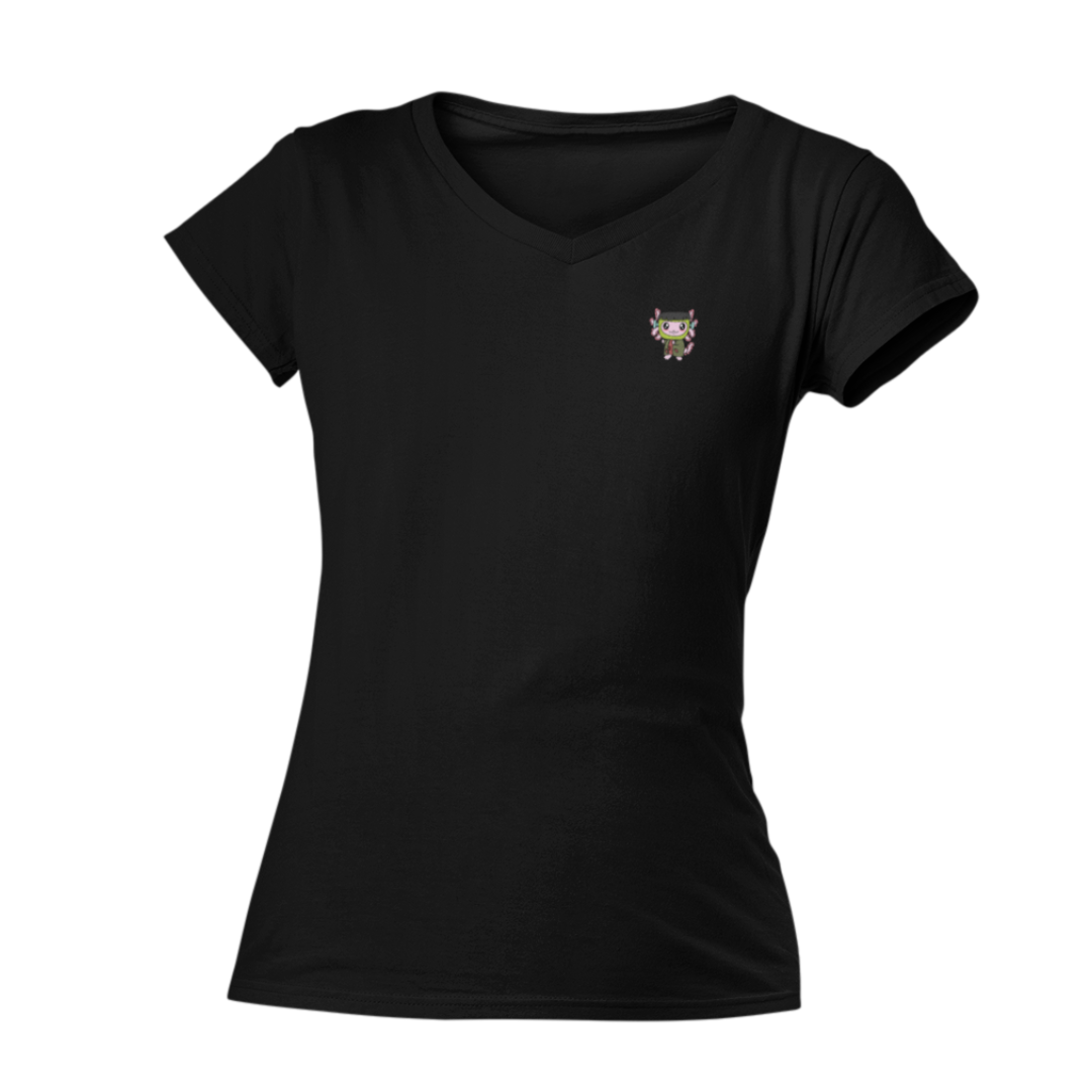 Playera Cuello V Axolotzin Monstruo De Frankenstein Ajolote