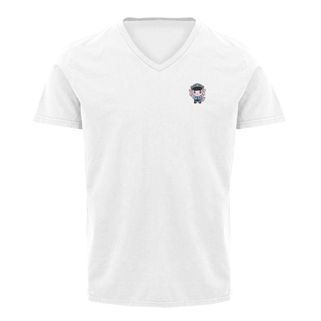 Playera Cuello V Axolotzin Policia Ajolote
