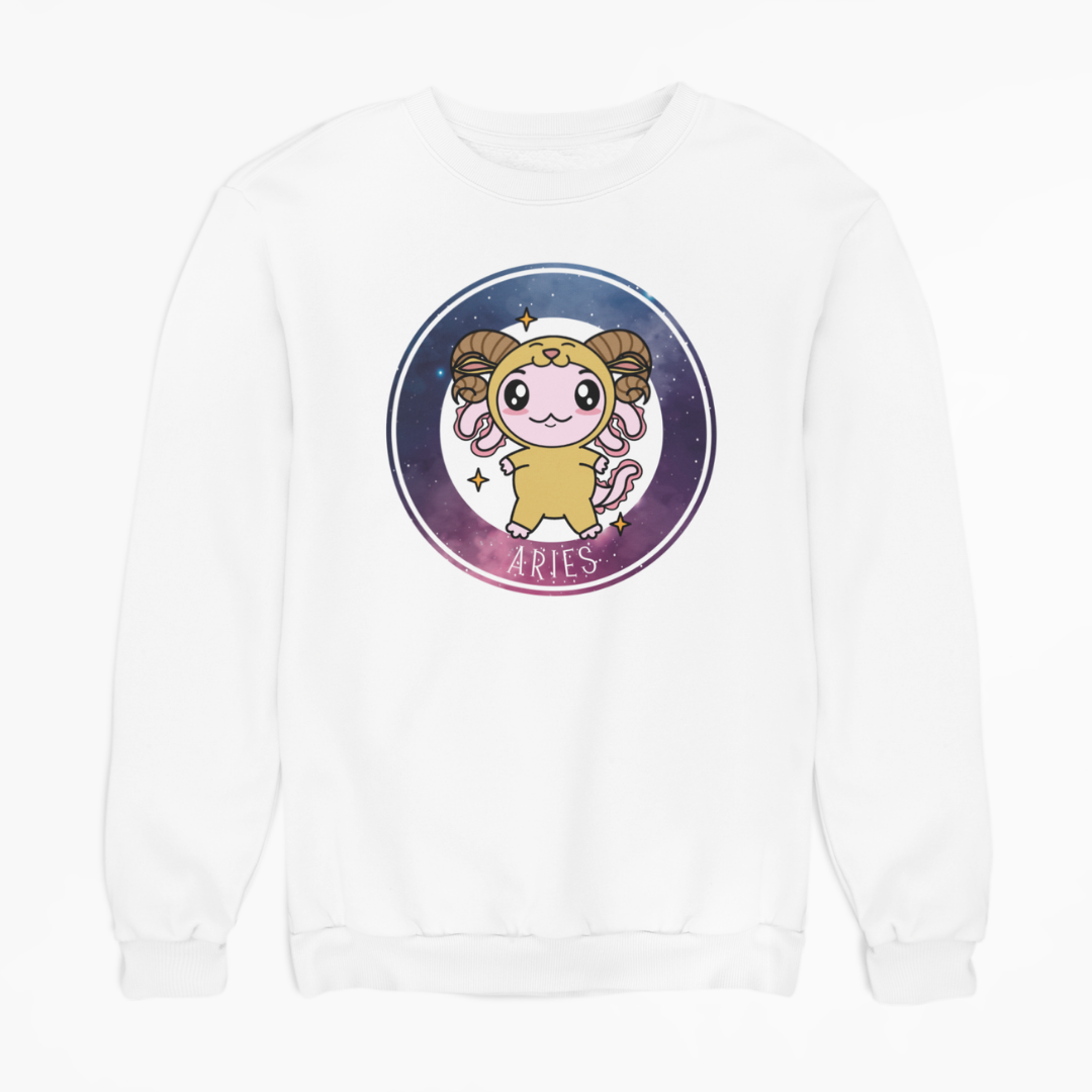 Sudadera Axolotzin Horóscopos Galaxy Aries Ajolote Unisex
