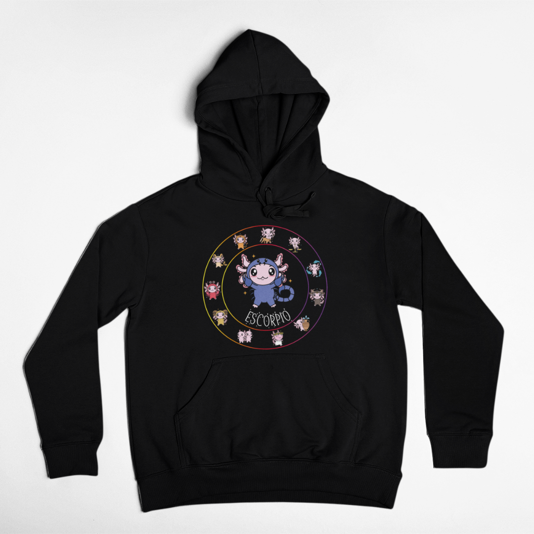 Hoodie Horóscopos Escorpio Axolotzin Ajolote Unisex