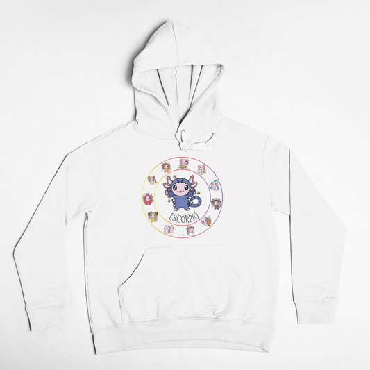 Hoodie Horóscopos Escorpio Axolotzin Ajolote Unisex