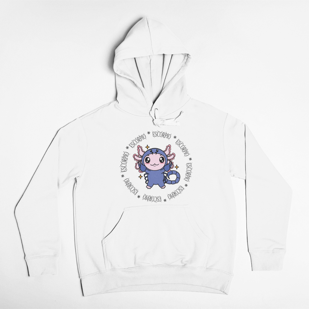 Hoodie Axolotzin Horóscopos Aro Escorpio Ajolote Unisex