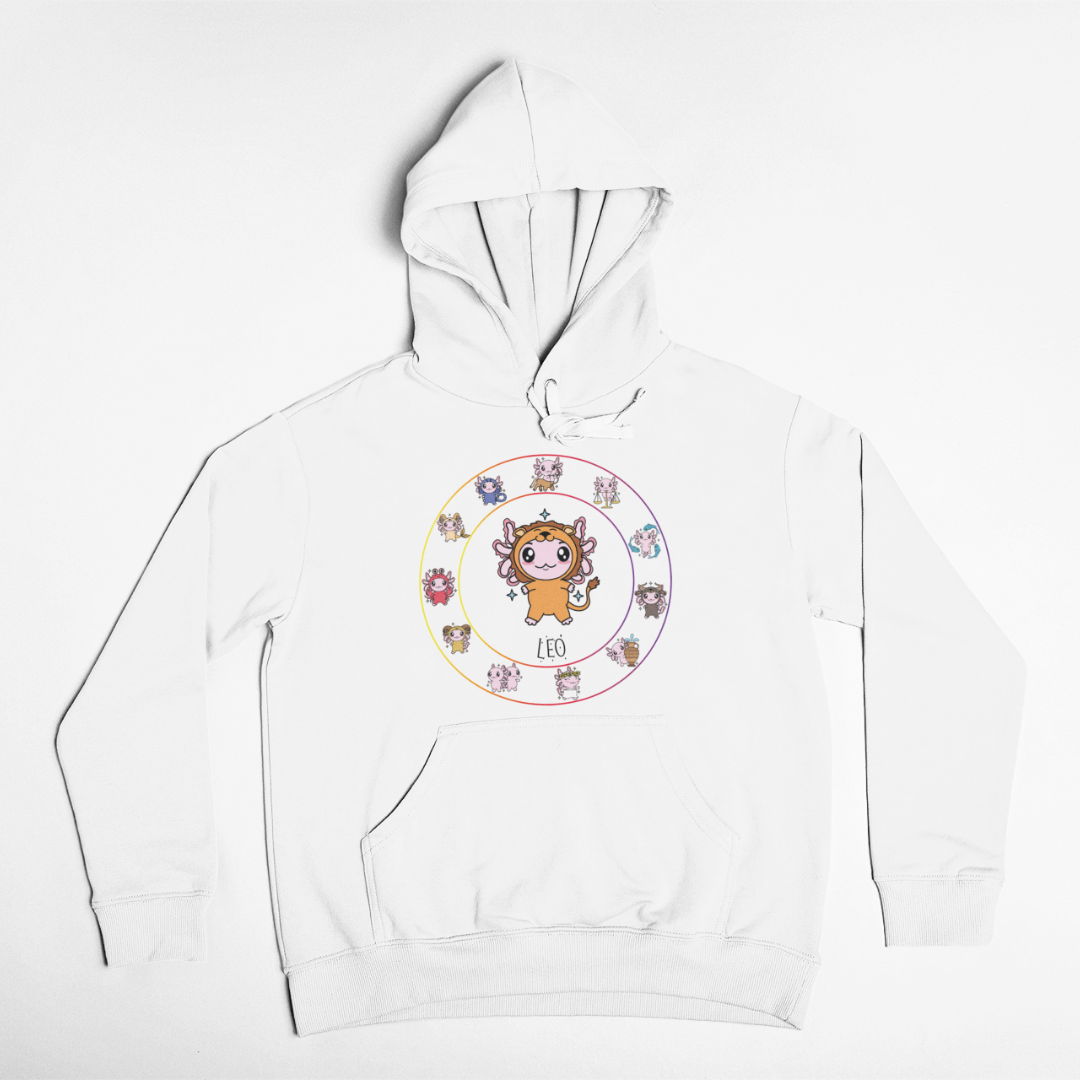 Hoodie Horóscopos Leo Axolotzin Ajolote Unisex