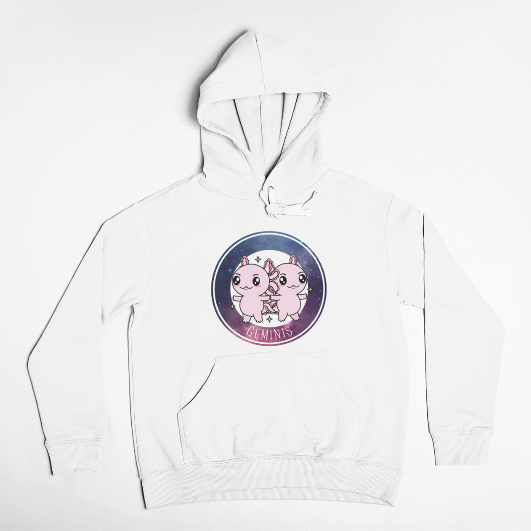 Hoodie Axolotzin Horóscopos Galaxy Geminis Ajolote Unisex