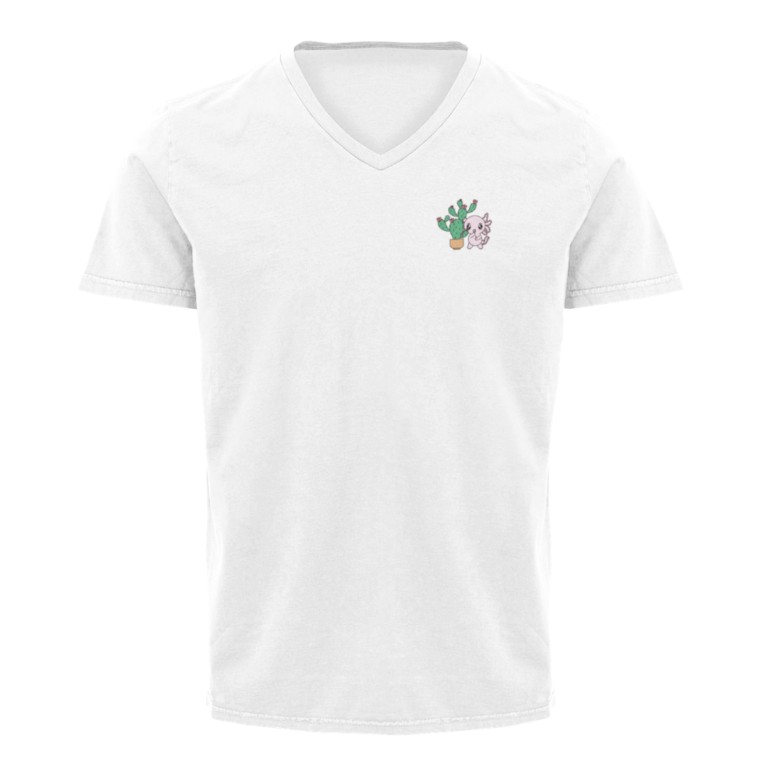 Playera Cuello V Axoloteria El Nopal Ajolote Adulto