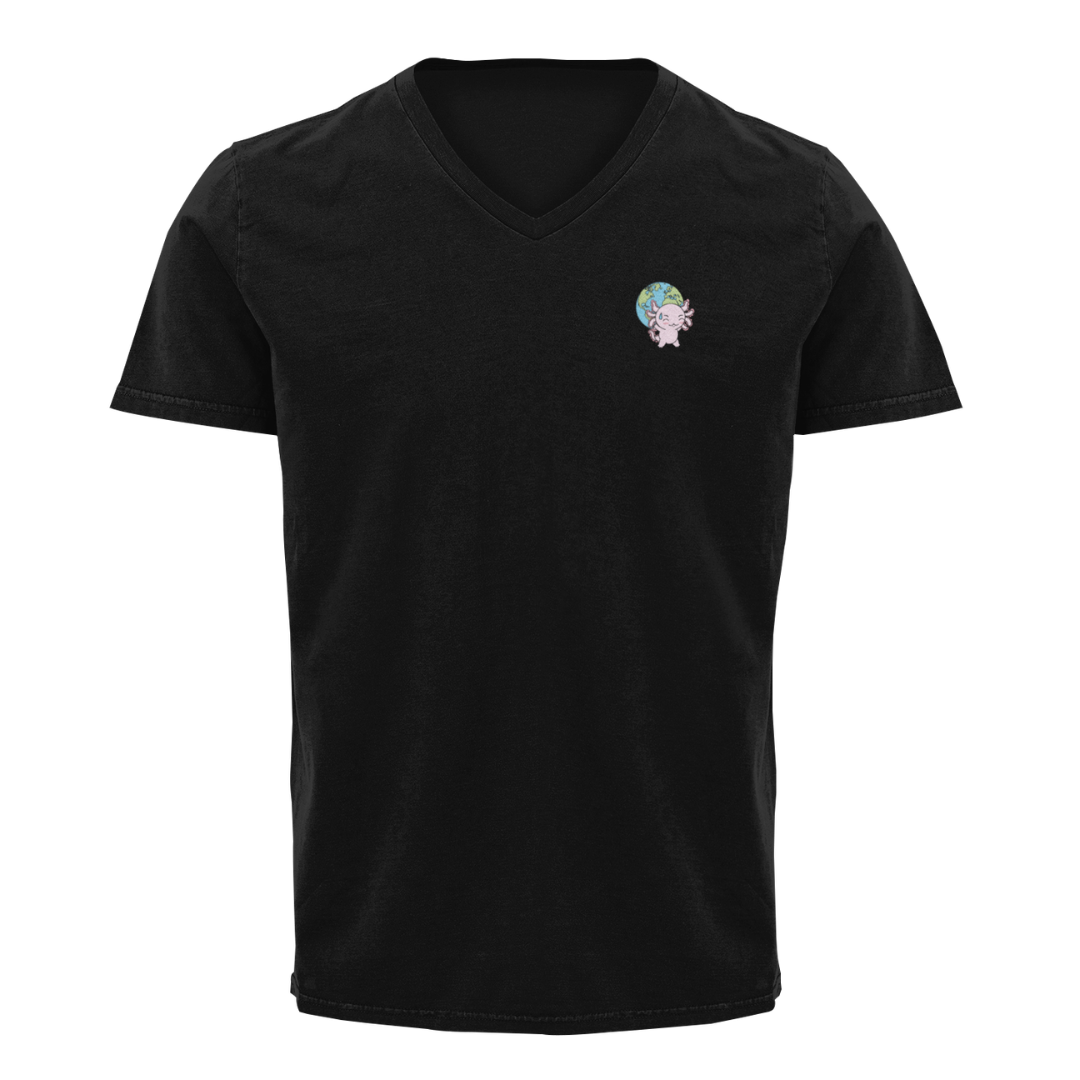 Playera Cuello V Axoloteria El Mundo Ajolote Adulto