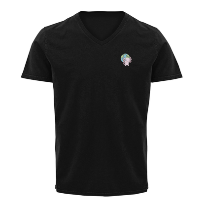 Playera Cuello V Axoloteria El Mundo Ajolote Adulto