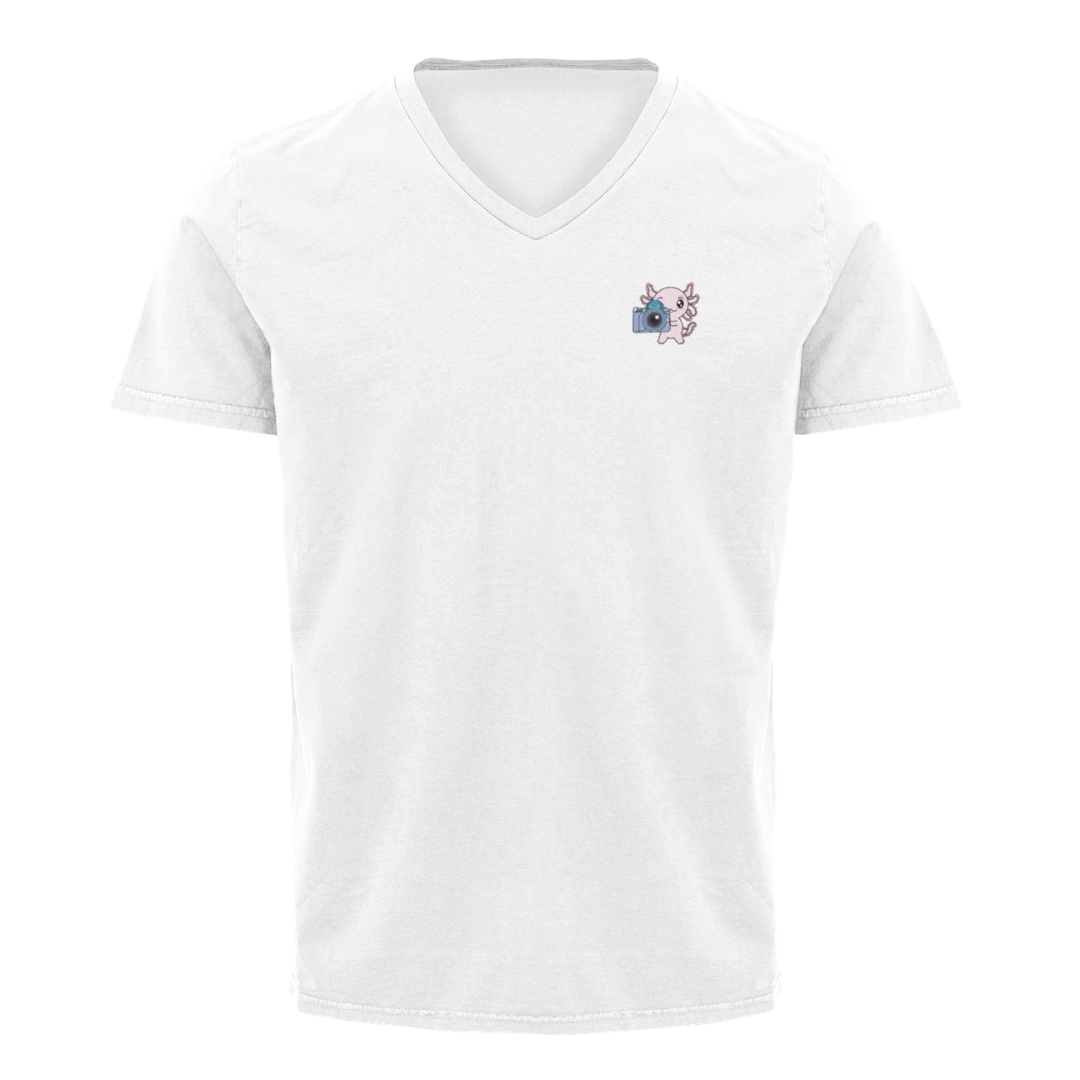Playera Cuello V Axolotzin Fotografo Ajolote Adulto