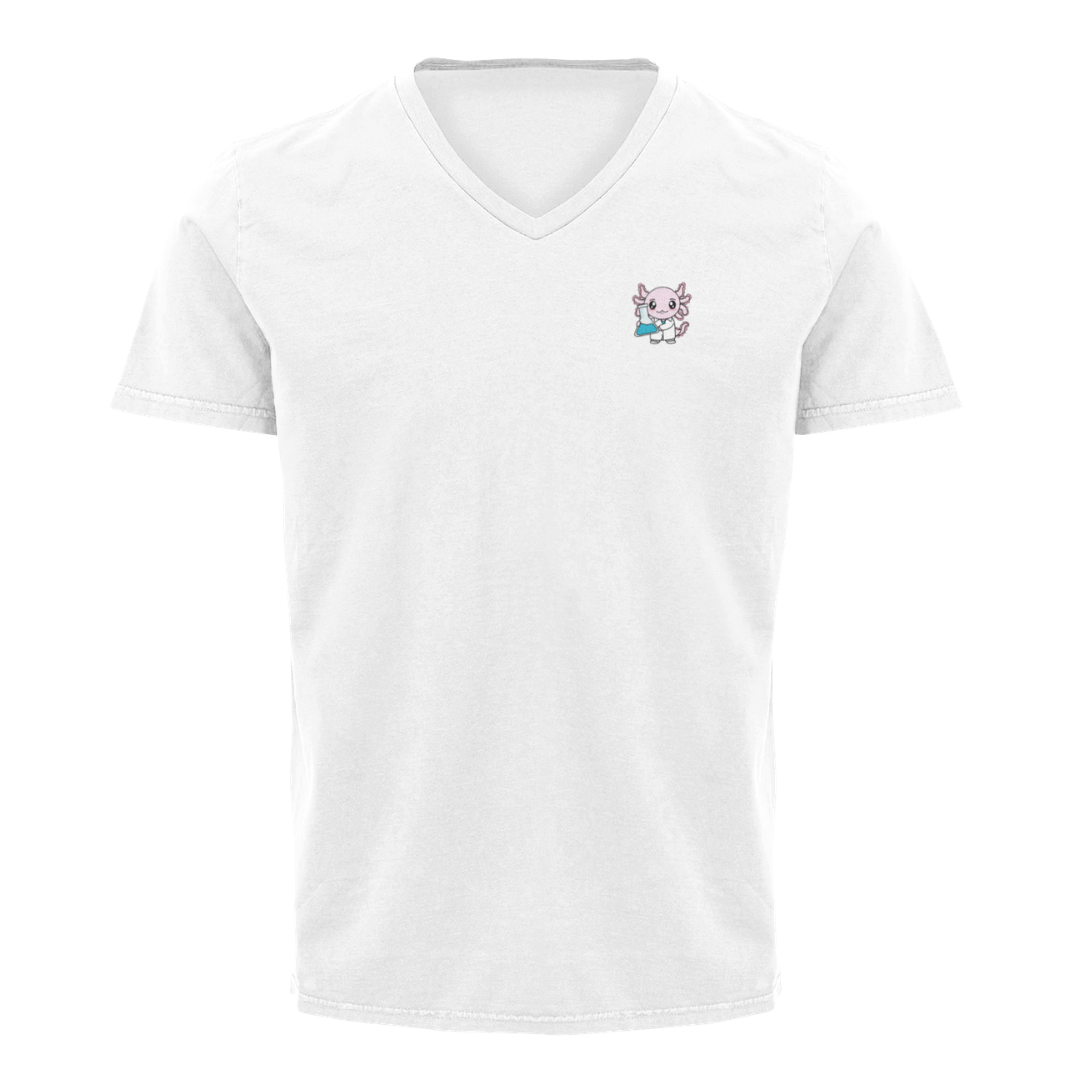 Playera Cuello V Axolotzin Quimico Ajolote Adulto