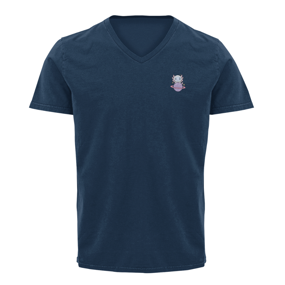 Playera Cuello V Axolotzin Planeta Ajolote