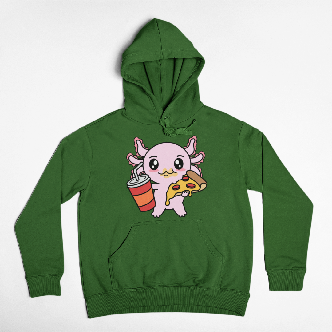 Hoodie Axolotzin Comiendo Pizza Ajolote Unisex