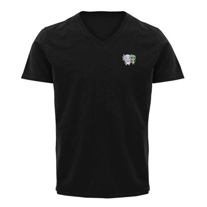 Playera Cuello V Axolotzin Y Marcianito Ajolote