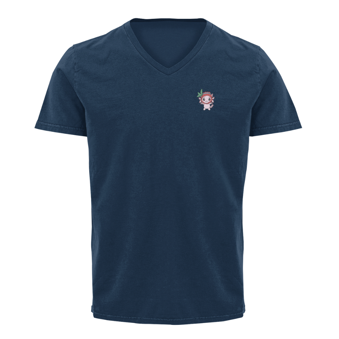 Playera Cuello V Axoloteria El Gorrito Ajolote Adulto
