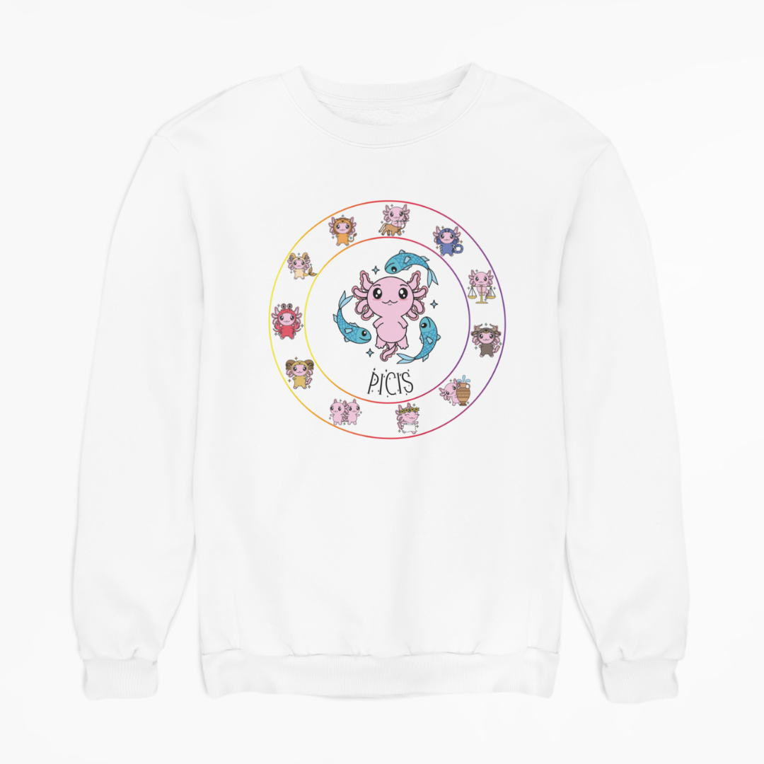 Sudadera Horóscopos Piscis Axolotzin Ajolote Unisex