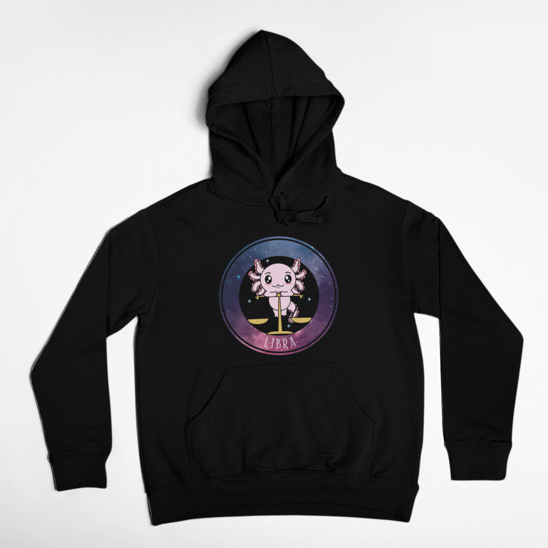 Hoodie Axolotzin Horóscopos Galaxy Libra Ajolote Unisex