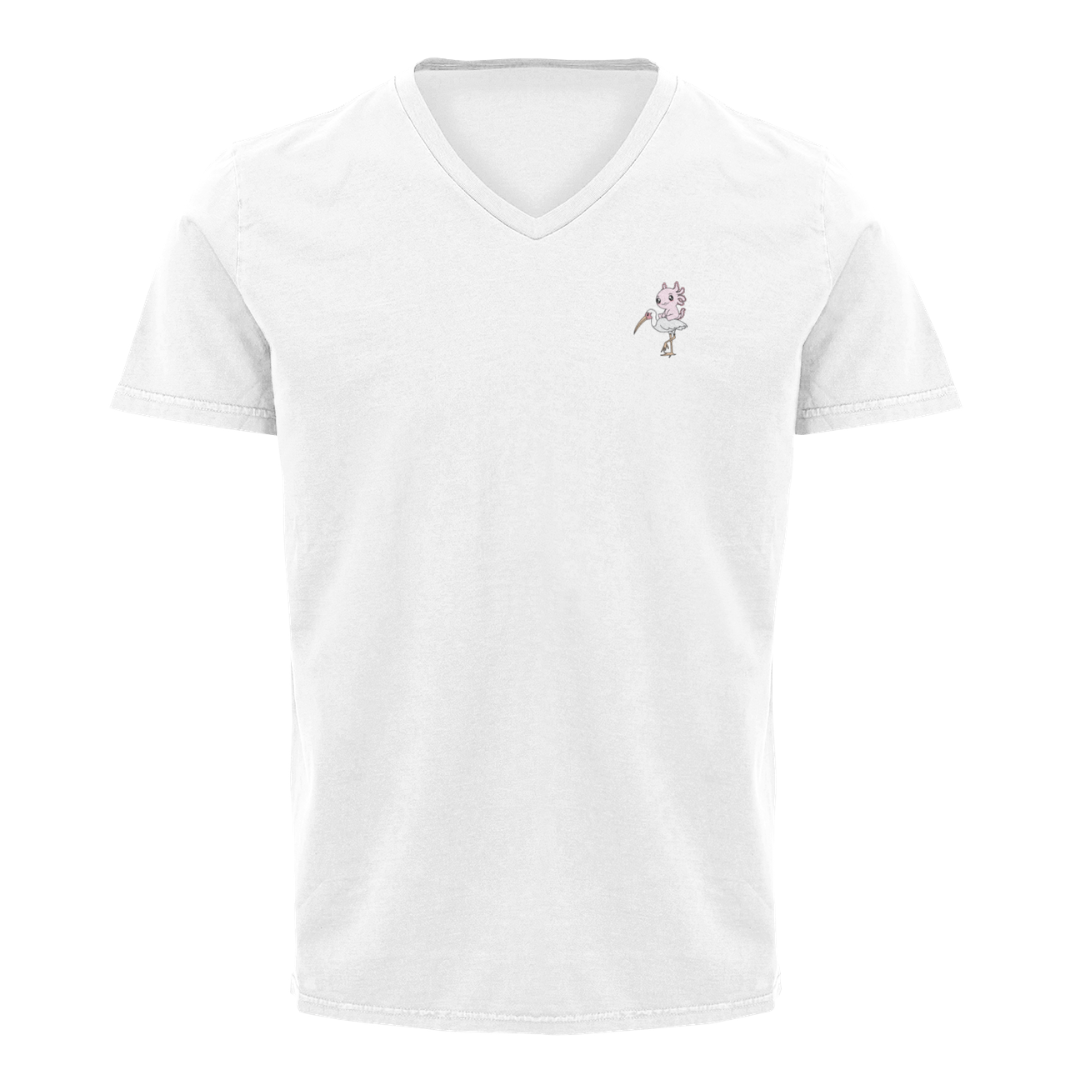 Playera Cuello V Axoloteria La Garza Ajolote Adulto