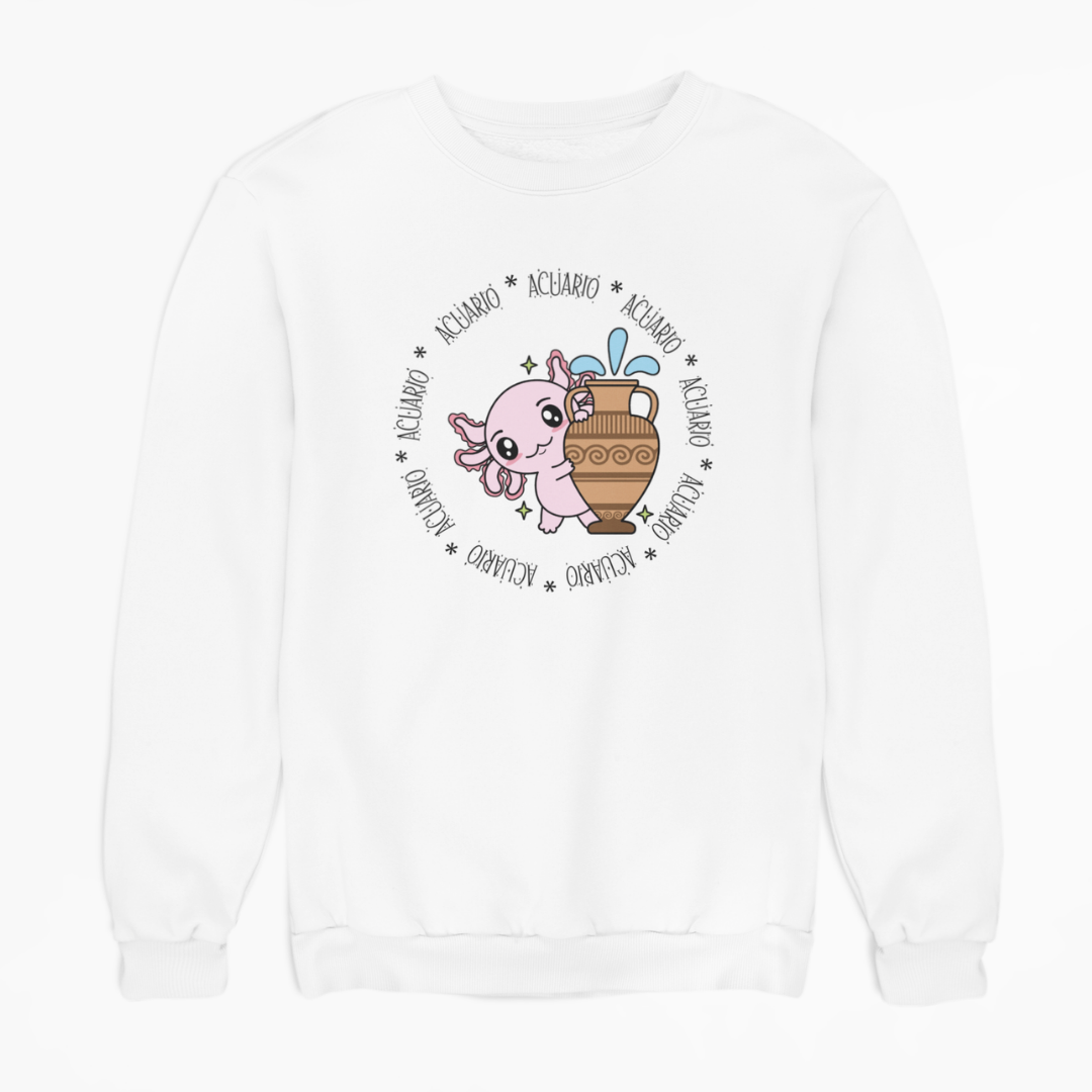 Sudadera Axolotzin Horóscopos Aro Acuario Ajolote Unisex