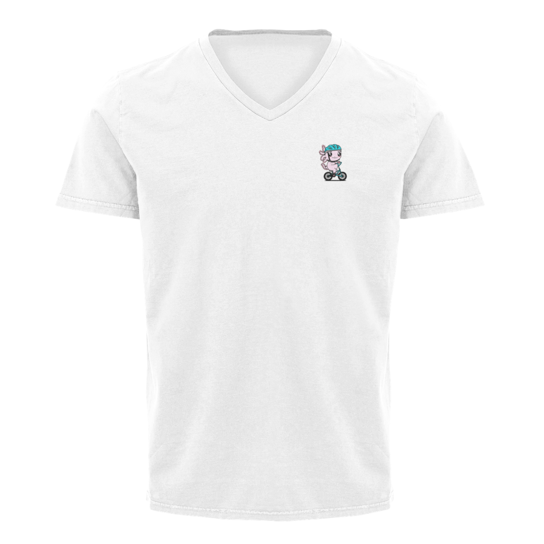 Playera Cuello V Axolotzin Ciclista Ajolote