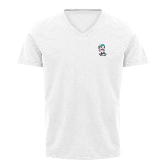 Playera Cuello V Axolotzin Ciclista Ajolote