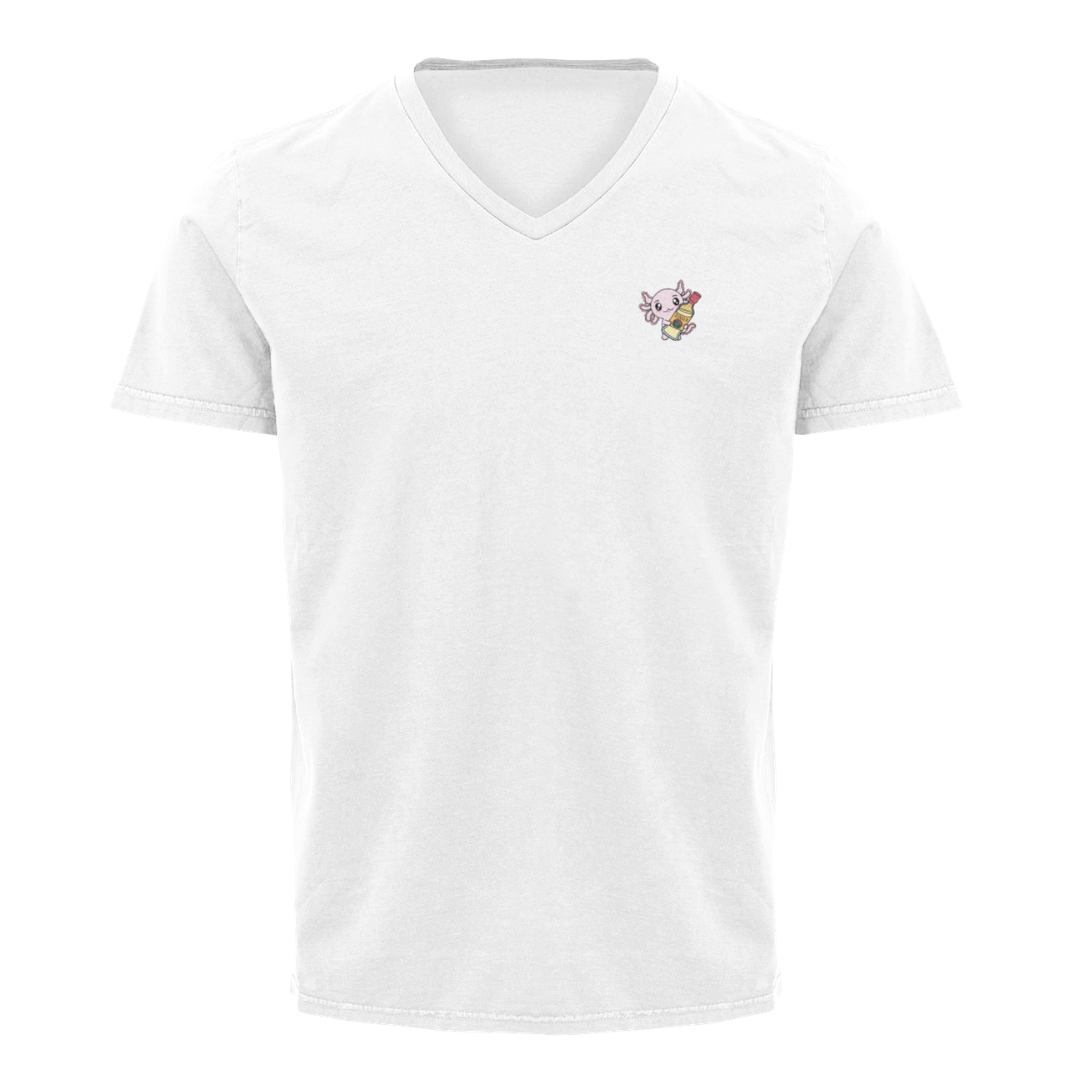 Playera Cuello V Axoloteria La Botella Ajolote Adulto