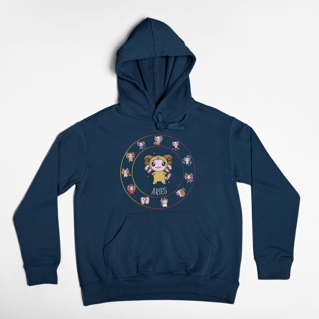 Hoodie Horóscopos Aries Axolotzin Ajolote Unisex