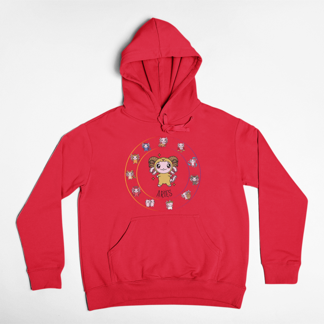 Hoodie Horóscopos Aries Axolotzin Ajolote Unisex