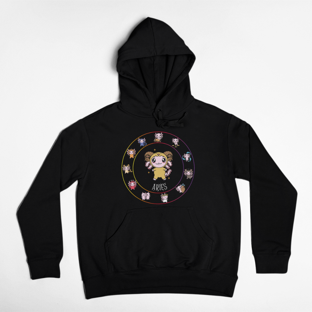Hoodie Horóscopos Aries Axolotzin Ajolote Unisex