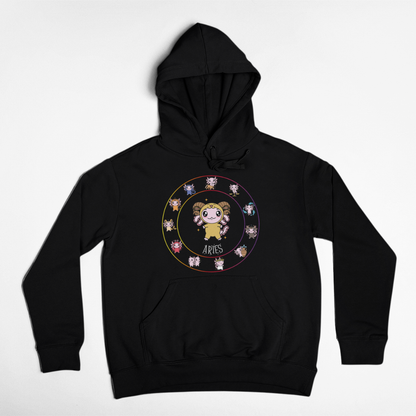 Hoodie Horóscopos Aries Axolotzin Ajolote Unisex