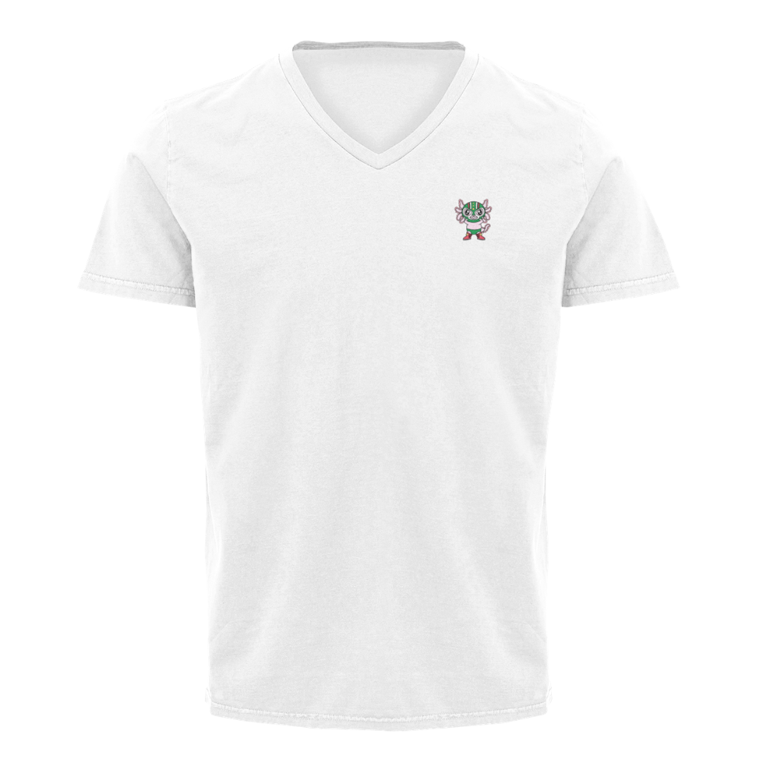 Playera Cuello V Axolotzin Luchador Ajolote