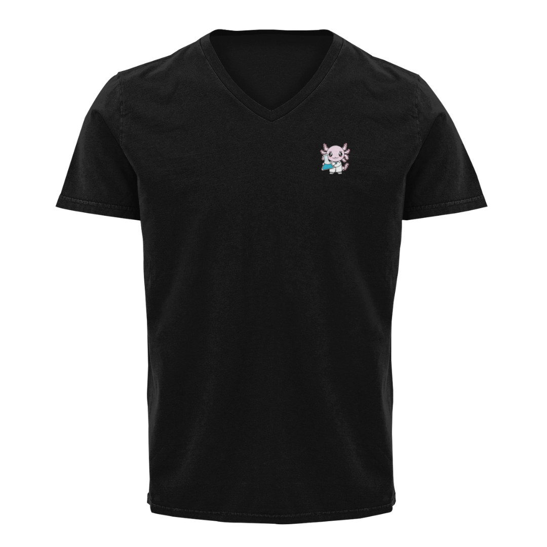 Playera Cuello V Axolotzin Quimico Ajolote Adulto