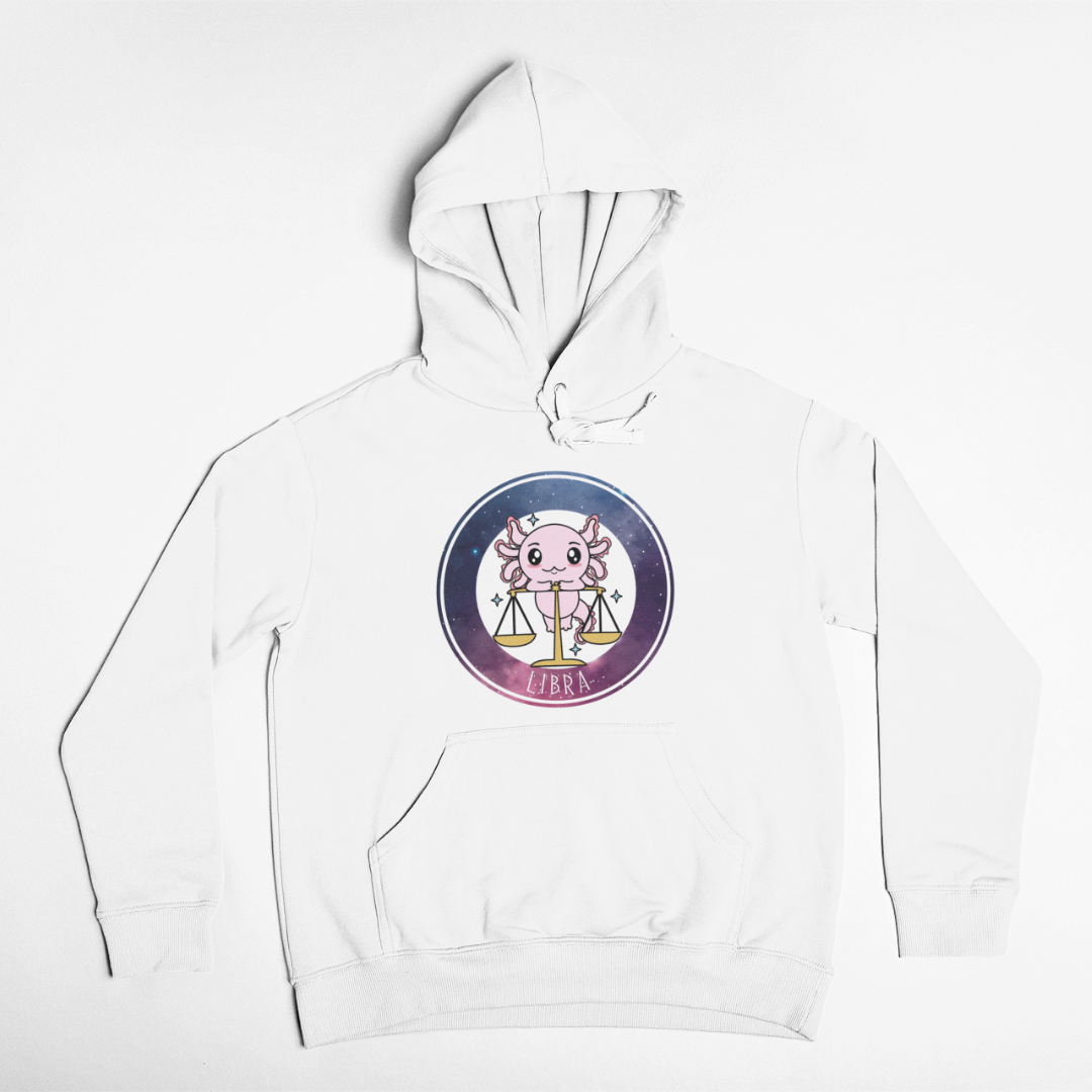 Hoodie Axolotzin Horóscopos Galaxy Libra Ajolote Unisex