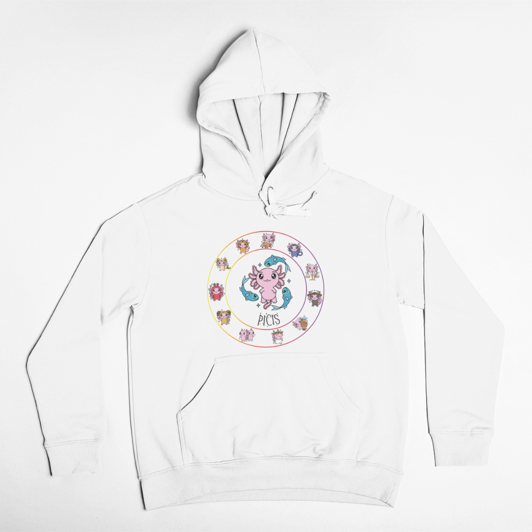 Hoodie Horóscopos Piscis Axolotzin Ajolote Unisex