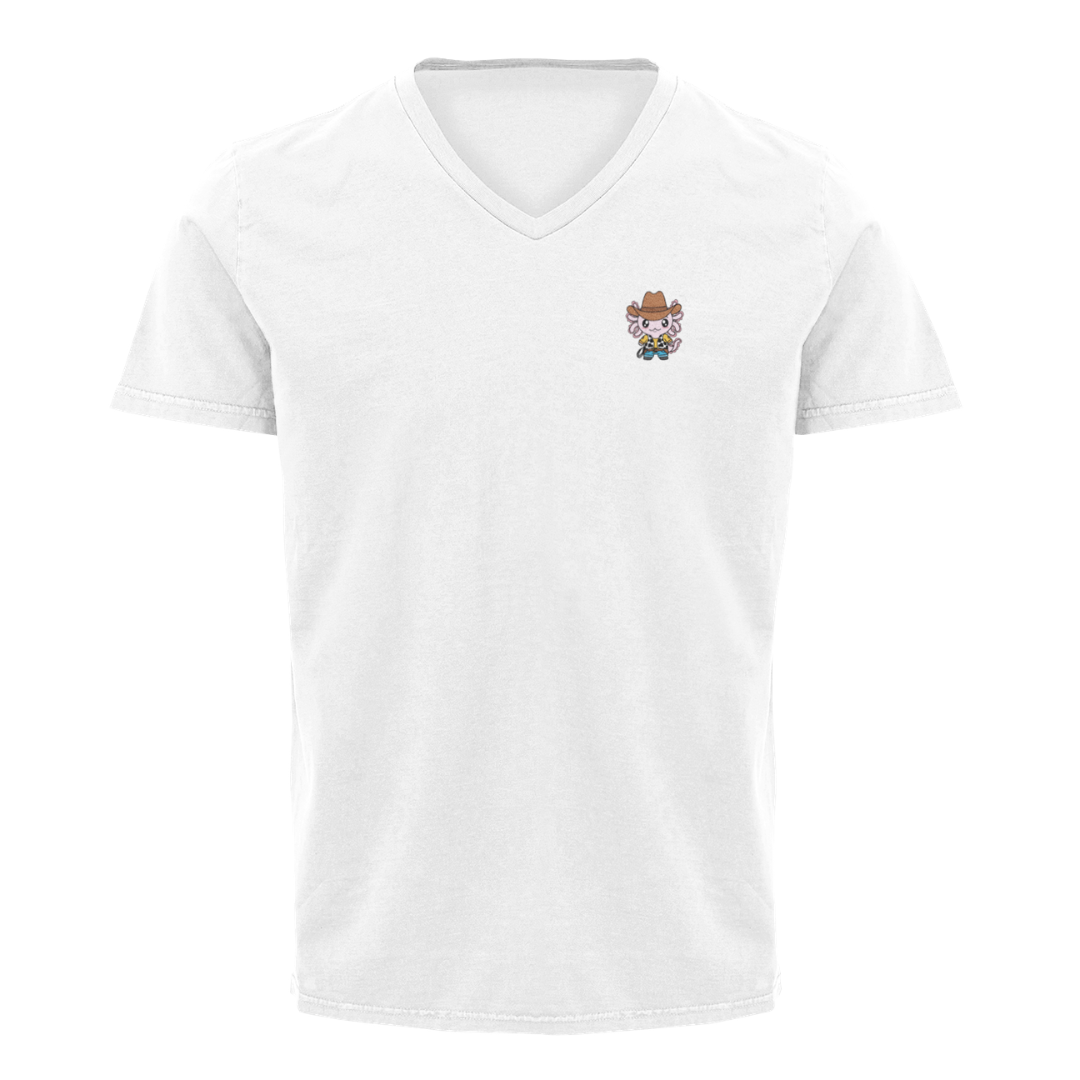 Playera Cuello V Axolotzin Vaquero Ajolote