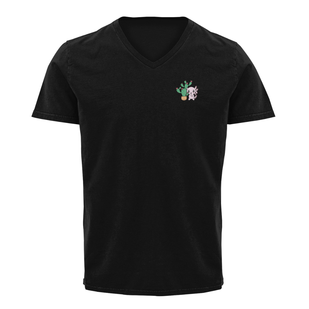 Playera Cuello V Axoloteria El Nopal Ajolote Adulto