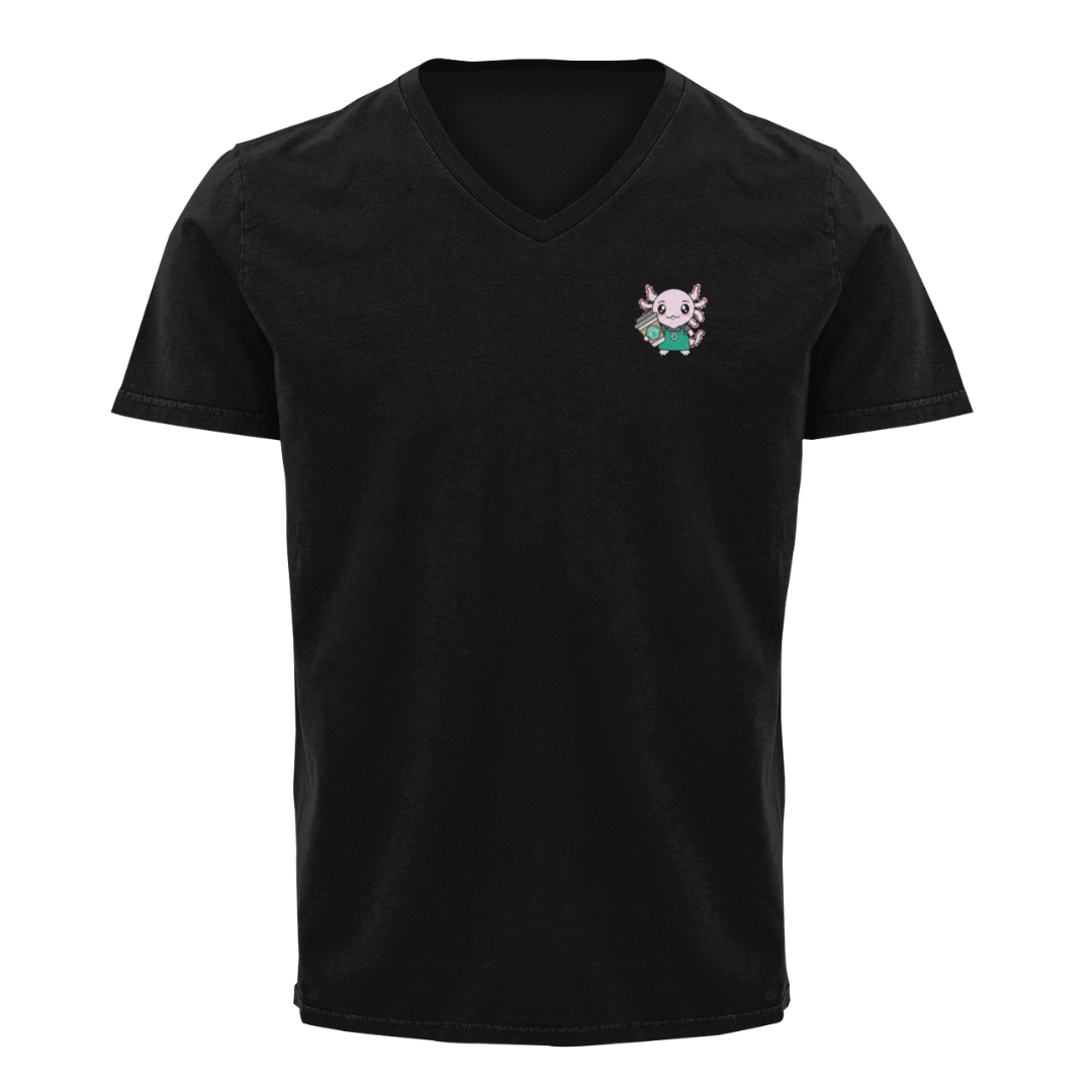 Playera Cuello V Axolotzin Barista Ajolote