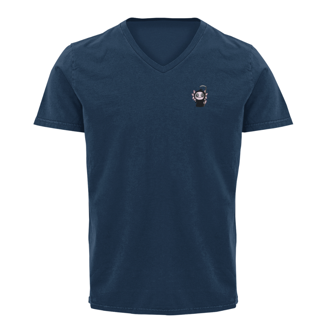 Playera Cuello V Axoloteria La Muerte Ajolote Adulto