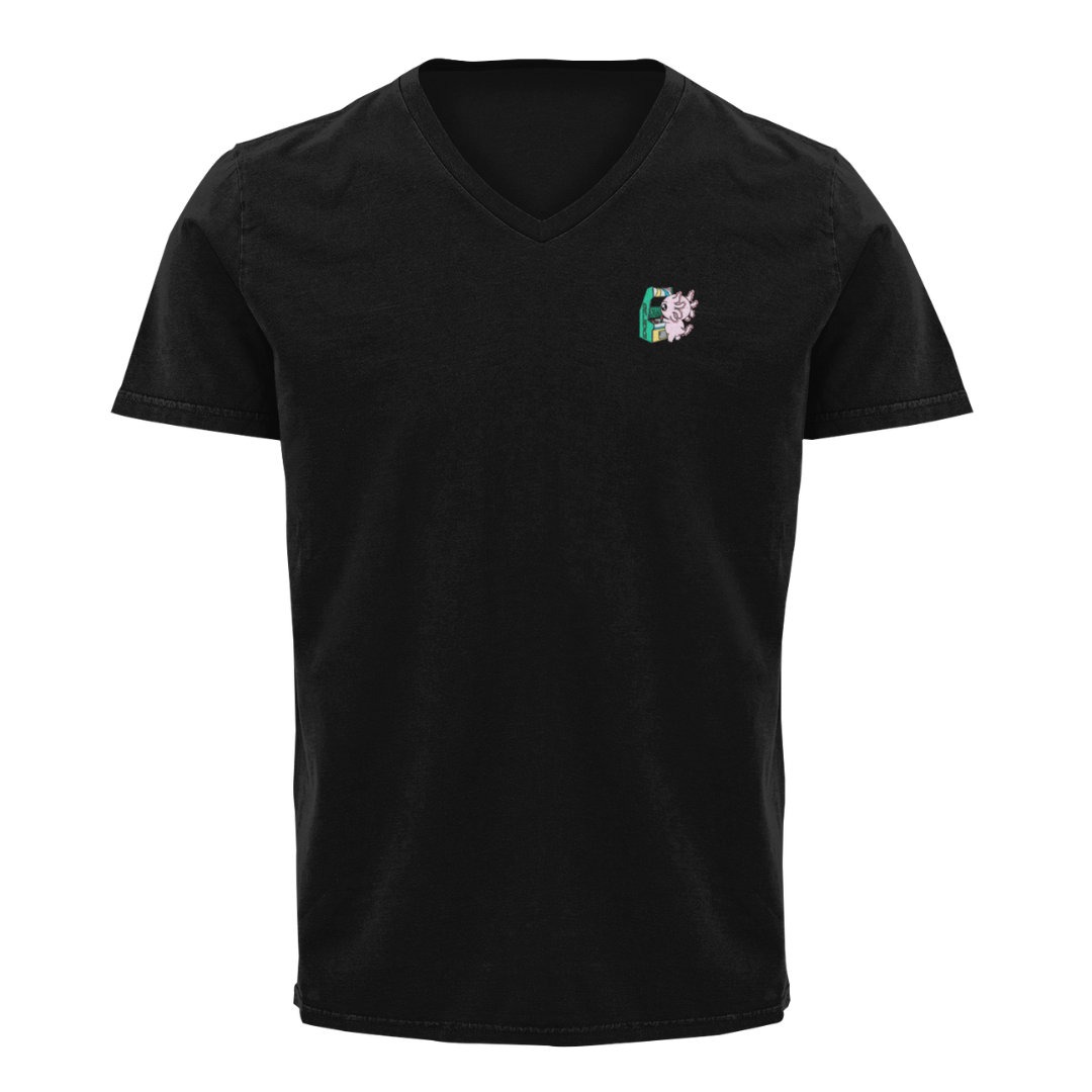 Playera Cuello V Axolotzin Arcade Ajolote