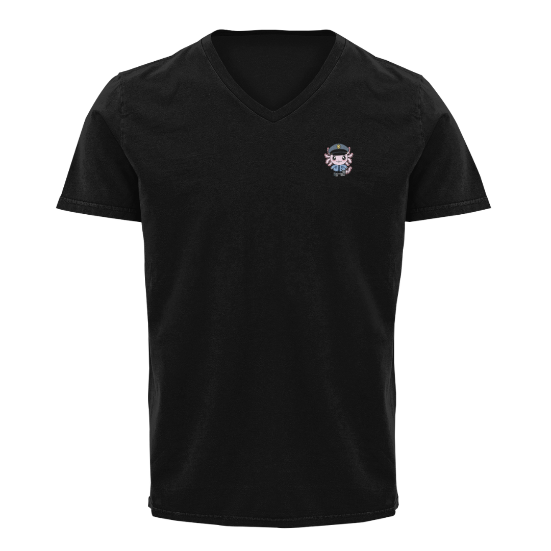 Playera Cuello V Axolotzin Policia Ajolote
